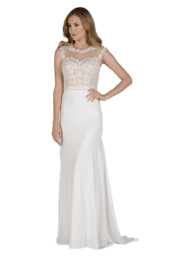 Prom Long Plum Dress With Illusion Lace Applique By Poly USA 7 Prom Long Plum Dress With Illusion Lace Applique By Poly USA