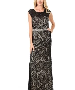 Long Red Cap Sleeve Lace Dress With Shawl By Lenovia Prom