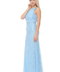 Long Red Lace Dress With Open Bow Back By Lenovia Prom