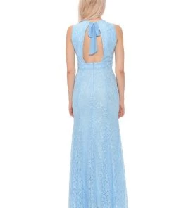 Long Red Lace Dress With Open Bow Back By Lenovia Prom