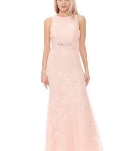 Long Red Lace Dress With Open Bow Back By Lenovia Prom