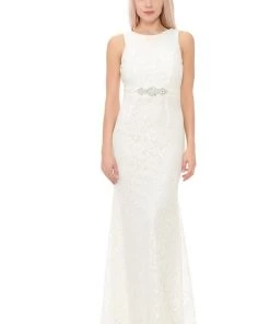 Long Red Lace Dress With Open Bow Back By Lenovia Prom