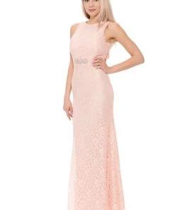 Long Red Lace Dress With Open Bow Back By Lenovia Prom