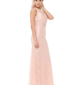 Long Red Lace Dress With Open Bow Back By Lenovia Prom