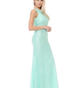 Long Red Lace Dress With Open Bow Back By Lenovia Prom