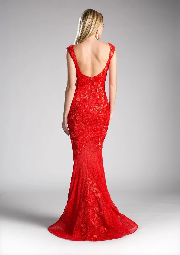 Red Mermaid Lace Gown By Cinderella Divine 5029 Prom 4 Red Mermaid Lace Gown By Cinderella Divine 5029 Prom