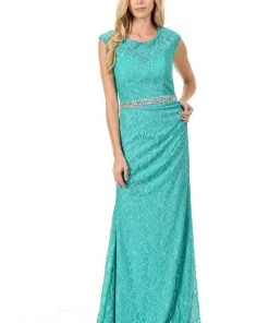 Prom Long Royal Blue Cap Sleeve Lace Dress With Shawl By Lenovia 36 Prom Long Royal Blue Cap Sleeve Lace Dress With Shawl By Lenovia