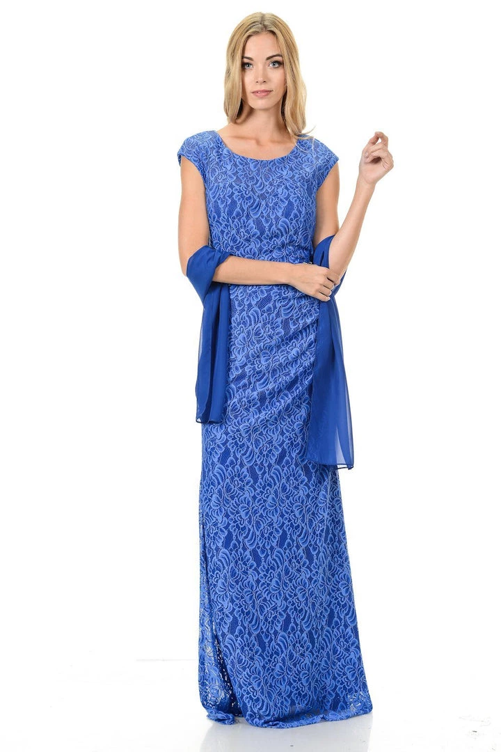 Prom Long Royal Blue Cap Sleeve Lace Dress With Shawl By Lenovia 3 Prom Long Royal Blue Cap Sleeve Lace Dress With Shawl By Lenovia