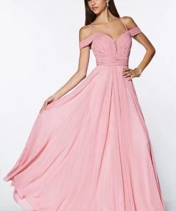 Prom Long Ruched Cold Shoulder Dress By Cinderella Divine CJ241