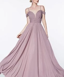 Prom Long Ruched Cold Shoulder Dress By Cinderella Divine CJ241