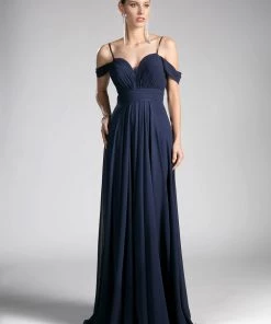 Prom Long Ruched Cold Shoulder Dress By Cinderella Divine CJ241