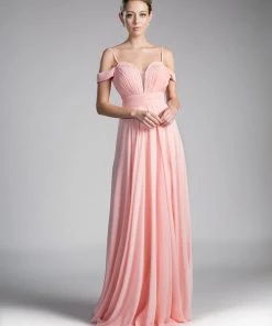 Prom Long Ruched Cold Shoulder Dress By Cinderella Divine CJ241