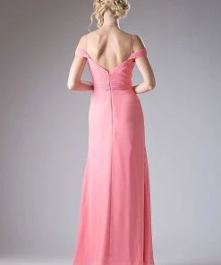 Ruched Long Cold Shoulder Dress By Cinderella Divine CH527 Prom