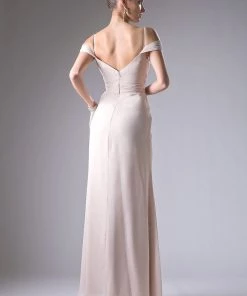 Ruched Long Cold Shoulder Dress By Cinderella Divine CH527 Prom