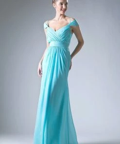 Ruched Long Cold Shoulder Dress By Cinderella Divine CH527 Prom