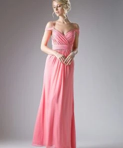 Ruched Long Cold Shoulder Dress By Cinderella Divine CH527 Prom