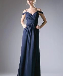 Ruched Long Cold Shoulder Dress By Cinderella Divine CH527 Prom