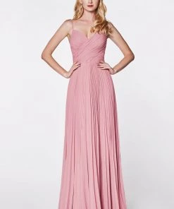 Prom Long Ruched Dress With Pleated Skirt By Cinderella Divine 7471