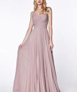 Prom Long Ruched Dress With Pleated Skirt By Cinderella Divine 7471