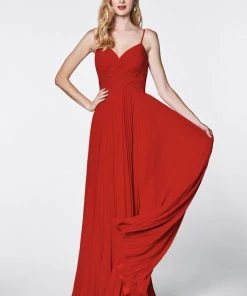 Prom Long Ruched Dress With Pleated Skirt By Cinderella Divine 7471