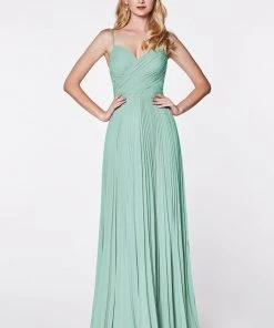 Prom Long Ruched Dress With Pleated Skirt By Cinderella Divine 7471