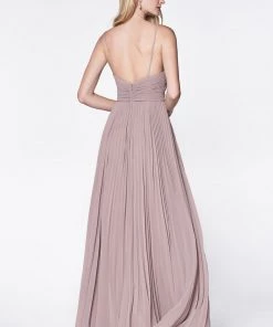 Prom Long Ruched Dress With Pleated Skirt By Cinderella Divine 7471