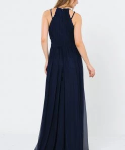 Long Ruched Halter A-line Dress By Poly USA 8396 Prom