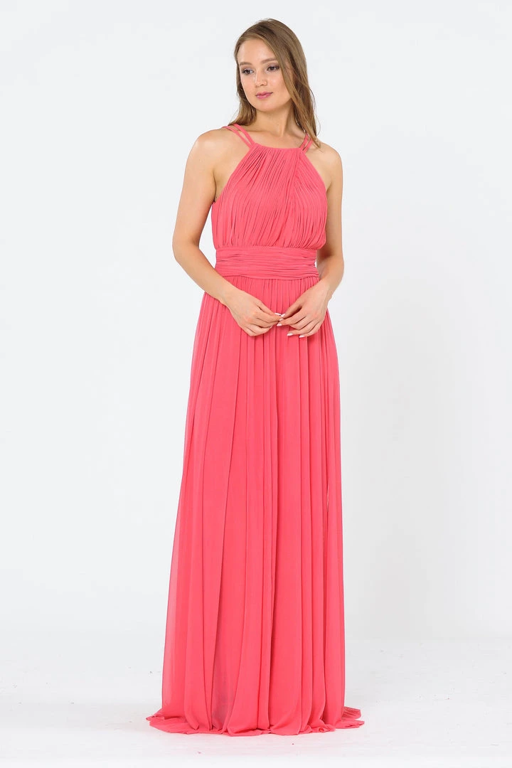 Long Ruched Halter A-line Dress By Poly USA 8396 Prom 10 Long Ruched Halter A-line Dress By Poly USA 8396 Prom