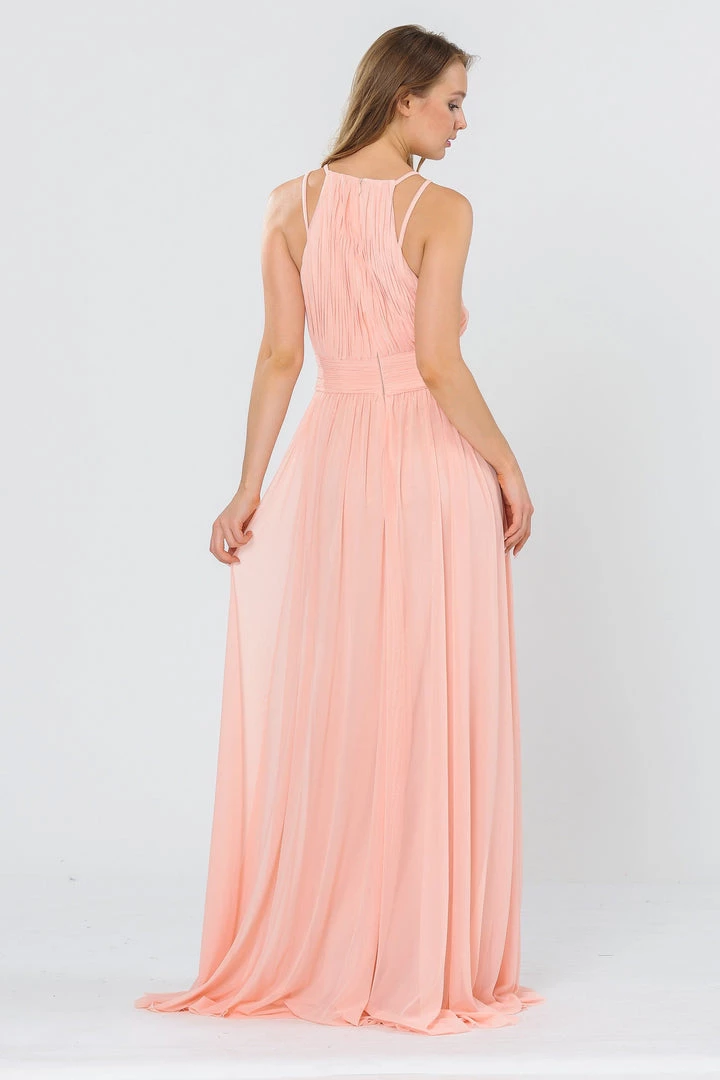 Long Ruched Halter A-line Dress By Poly USA 8396 Prom 6 Long Ruched Halter A-line Dress By Poly USA 8396 Prom