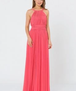 Long Ruched Halter A-line Dress By Poly USA 8396 Prom 17 Long Ruched Halter A-line Dress By Poly USA 8396 Prom