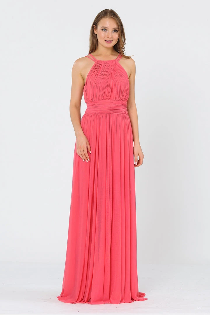 Long Ruched Halter A-line Dress By Poly USA 8396 Prom 9 Long Ruched Halter A-line Dress By Poly USA 8396 Prom