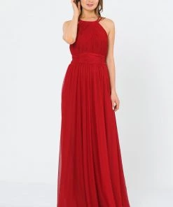 Long Ruched Halter A-line Dress By Poly USA 8396 Prom 15 Long Ruched Halter A-line Dress By Poly USA 8396 Prom