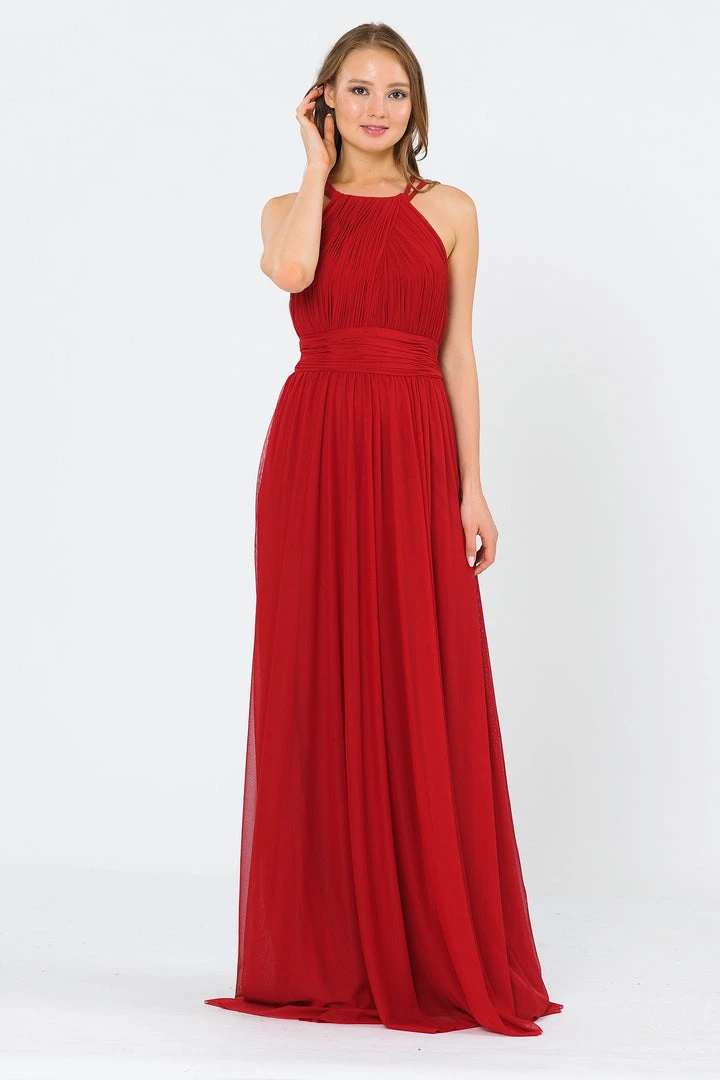 Long Ruched Halter A-line Dress By Poly USA 8396 Prom 7 Long Ruched Halter A-line Dress By Poly USA 8396 Prom