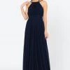 Long Ruched Halter A-line Dress By Poly USA 8396 Prom