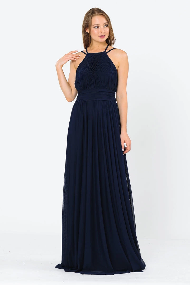 Long Ruched Halter A-line Dress By Poly USA 8396 Prom 3 Long Ruched Halter A-line Dress By Poly USA 8396 Prom