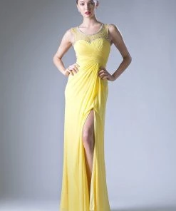 Prom Ruched Long Illusion Dress With Slit By Cinderella Divine XP13