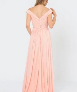 Prom Long Ruched Off The Shoulder Dress By Poly USA 8398