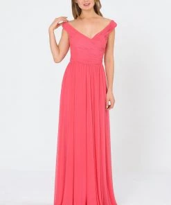 Prom Long Ruched Off The Shoulder Dress By Poly USA 8398