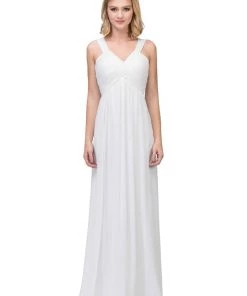 Starbox Prom Long Ruched V Neck Dress With Corset Back By Star Box 17297