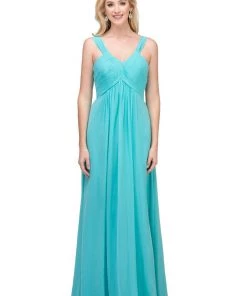 Starbox Prom Long Ruched V Neck Dress With Corset Back By Star Box 17297