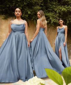 Prom Long Satin A-line Dress By Cinderella Divine BD104