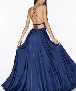 Prom Long Satin Dress With Corset Back By Cinderella Divine CJ527