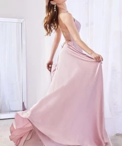 Prom Long Satin Dress With Corset Back By Cinderella Divine CJ527