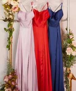 Prom Long Satin Dress With Corset Back By Cinderella Divine CJ527