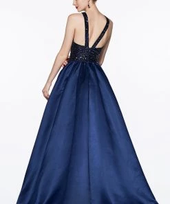 Prom Long Satin Dress With Sequin Bodice By Cinderella Divine J0234