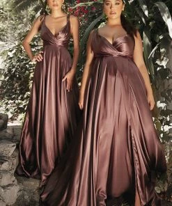 Prom Long Satin V-Neck Dress By Cinderella Divine BD105