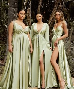 Prom Long Satin V-Neck Dress By Cinderella Divine BD105