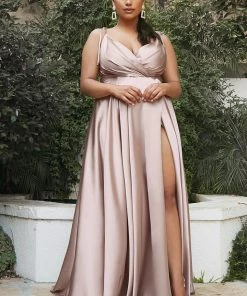 Prom Long Satin V-Neck Dress By Cinderella Divine BD105