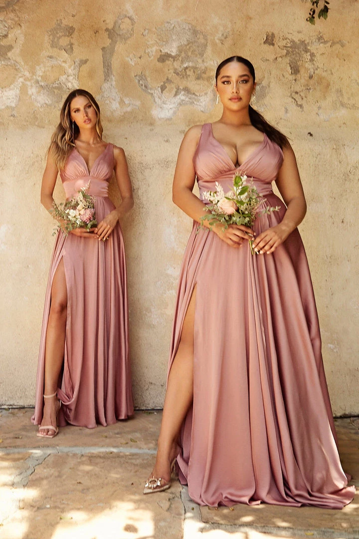 Long Satin V-Neck Dress With Slit By Cinderella Divine 7469 Prom 8 Long Satin V-Neck Dress With Slit By Cinderella Divine 7469 Prom