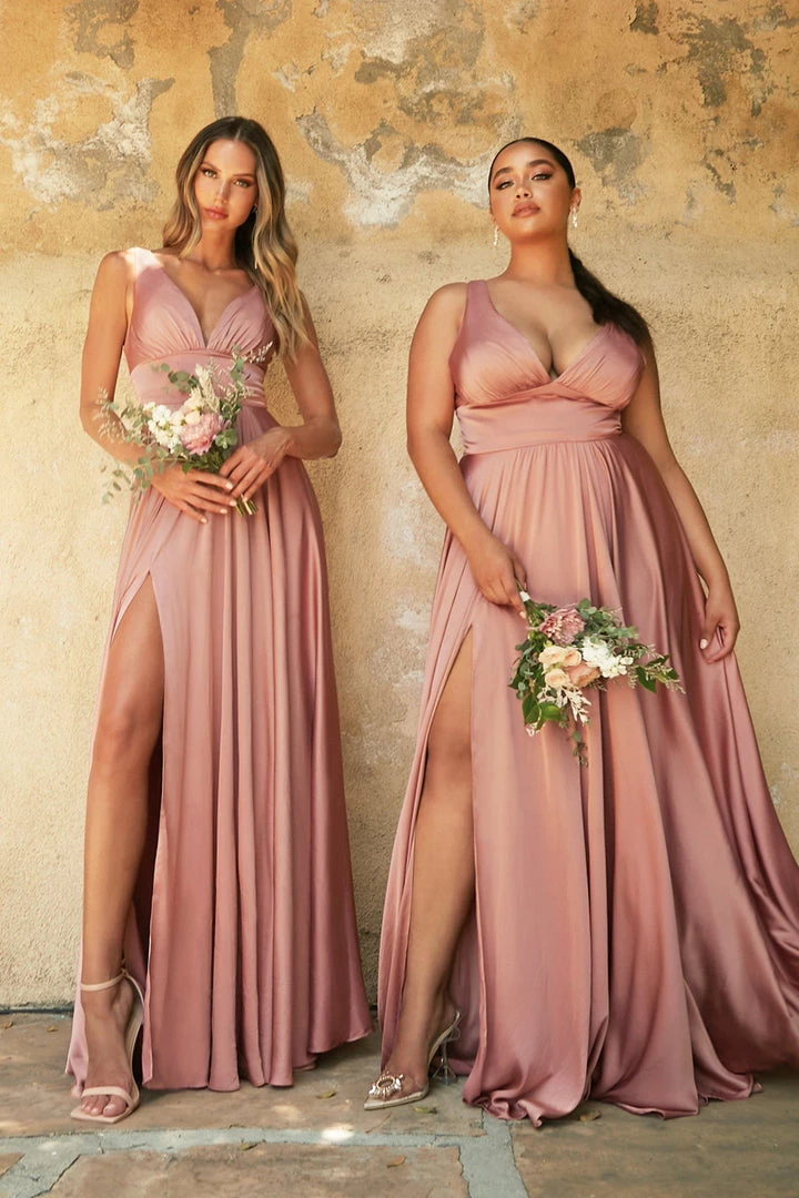 Long Satin V-Neck Dress With Slit By Cinderella Divine 7469 Prom 9 Long Satin V-Neck Dress With Slit By Cinderella Divine 7469 Prom